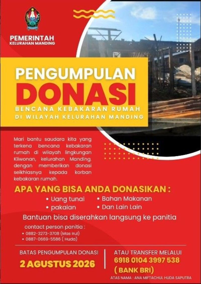 Peduli Sesama, Kelurahan Manding Buka Penggalangan Donasi untuk Korban Kebakaran